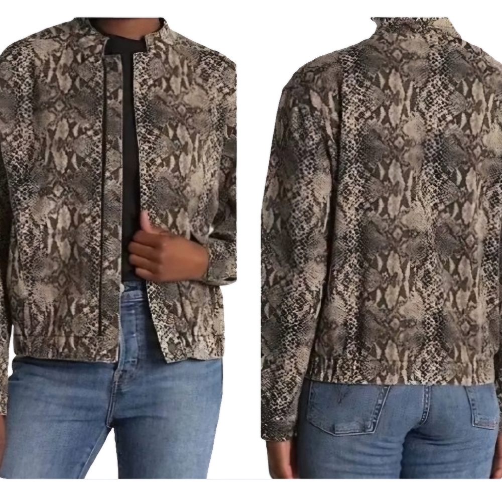 Love Fire Nordstrom NWT Python Skin Print Utility Jacket Zip Up Womens